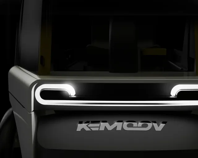 Frente do veículo 4AM com a assinatura luminosa em LED